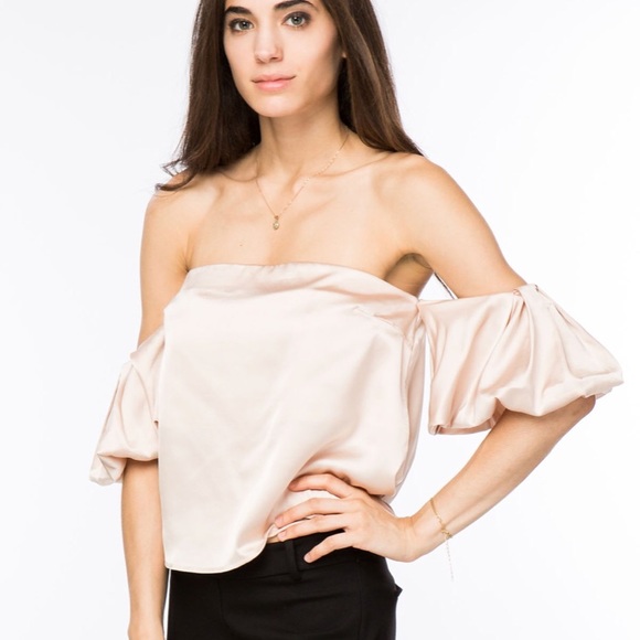 Off Shoulder Satin Top - Picture 2 of 5